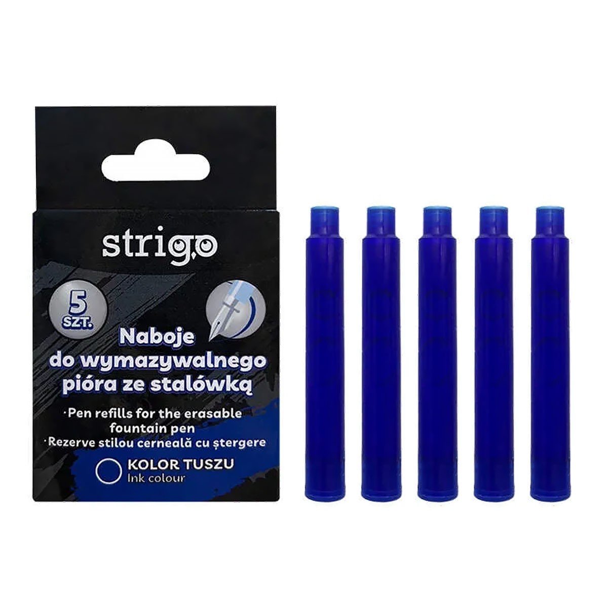 Naboje do pióra wymazywalnego Strigo niebieskie SSC262 WPC
